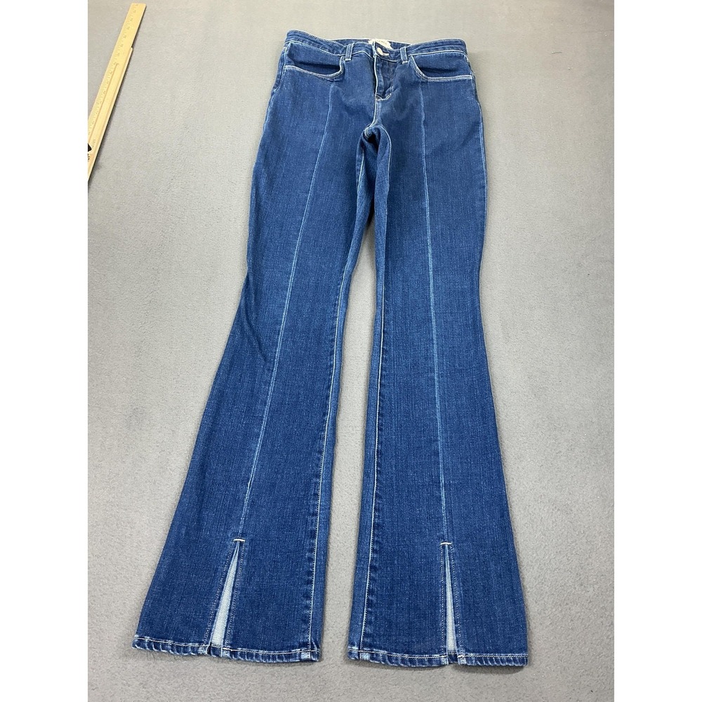 L'AGENCE Beatrix High Rise Jeans Womens 28 Blue Medium Wash Flare Slit Hem Denim